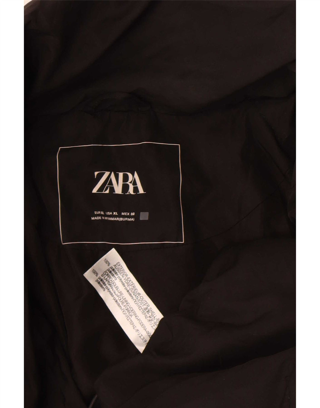 Женская укороченная утепленная куртка оверсайз Zara UK 18 XL, черный полиэстер