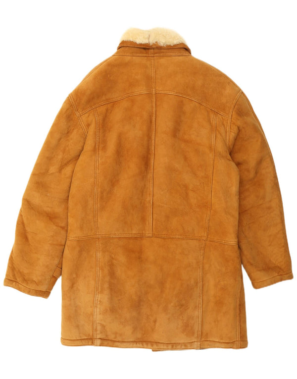 Винтажное мужское пальто из овчины UK 40, большая бежевая овчина