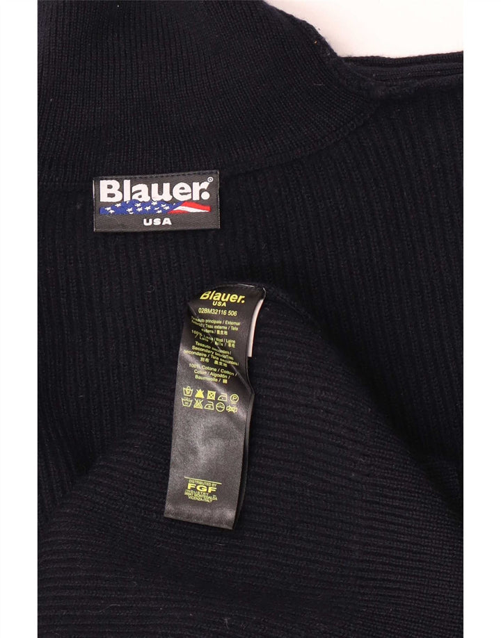 Мужской джемпер с высоким воротником Blauer, средний темно-синий шерстяной свитер