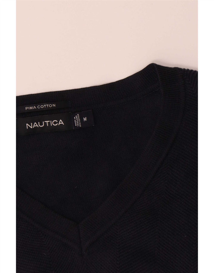 Мужской джемпер с v-образным вырезом Nautica, средний темно-синий хлопковый свитер