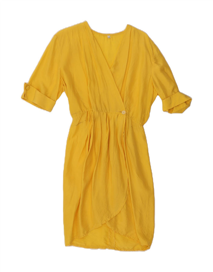 VINTAGE Womens Wrap Dress IT 42 Medium Yellow Vintage Vintage and Second-Hand Vintage from Messina Hembry 