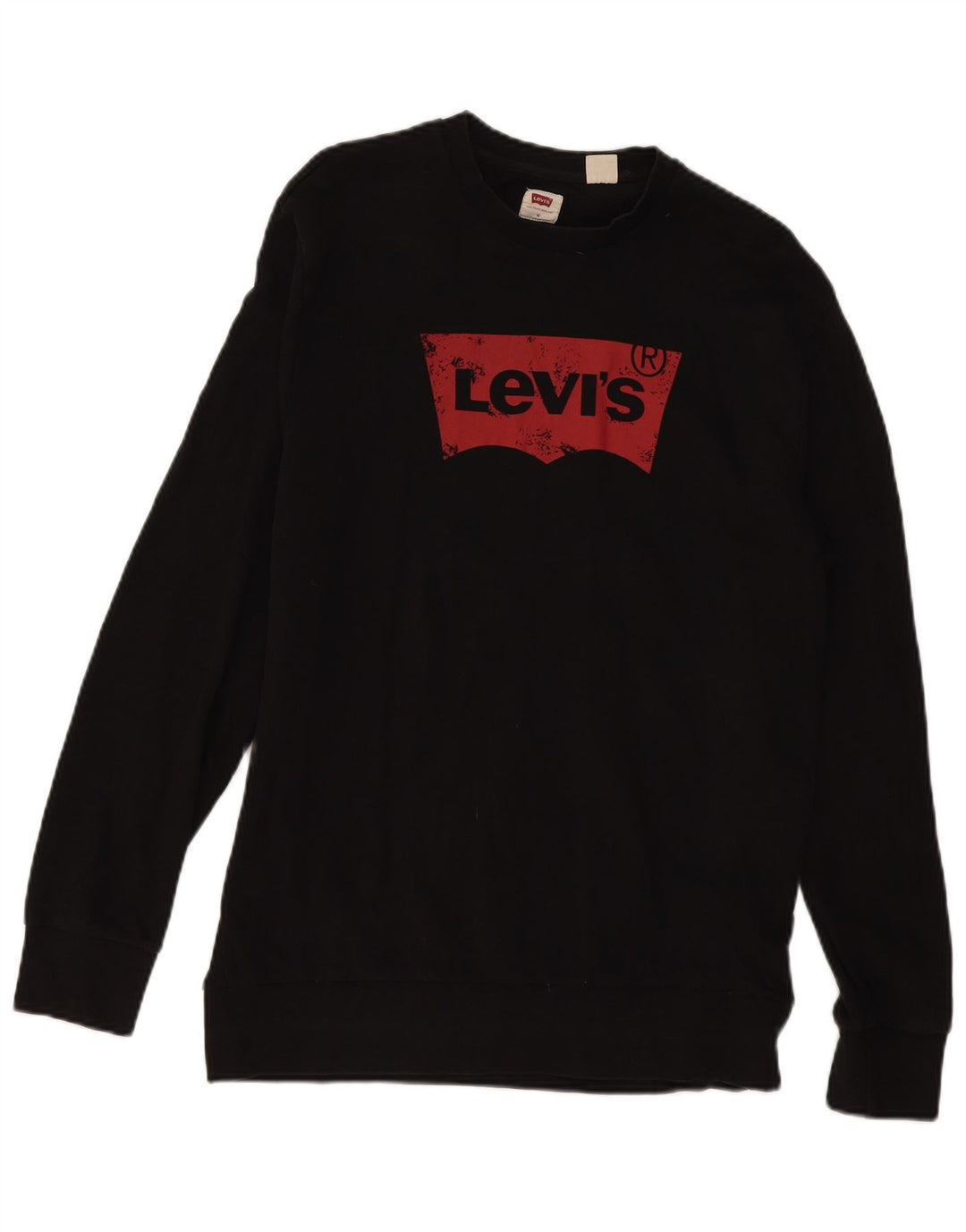 Мужской свитшот с рисунком Levi's, хлопковый джемпер среднего размера, черный