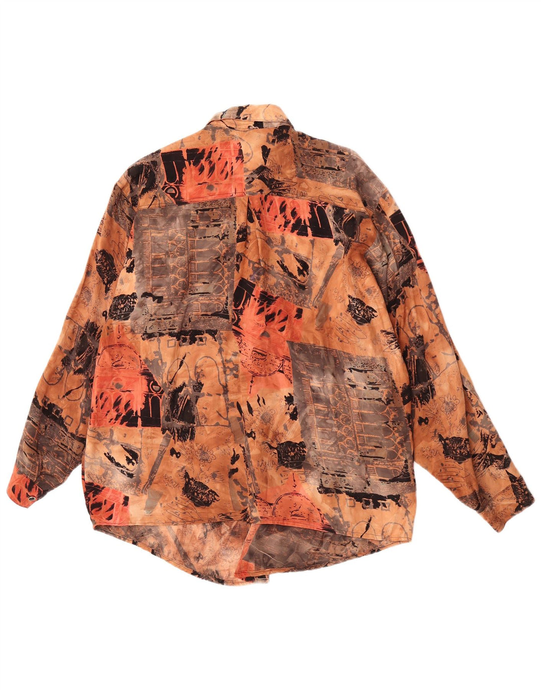 Винтажная женская рубашка с абстрактным узором EU 44 XL, коричневый вискоза