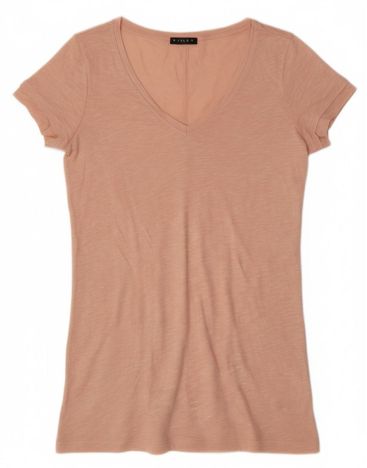 SISLEY Womens T-Shirt Top UK 12 Medium Beige Cotton