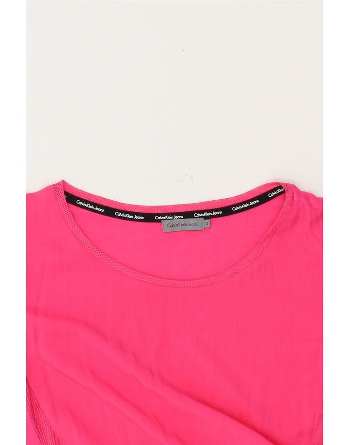 CALVIN KLEIN Womens T-Shirt Top UK 10 Small Pink Polyester Vintage Calvin Klein and Second-Hand Calvin Klein from Messina Hembry 