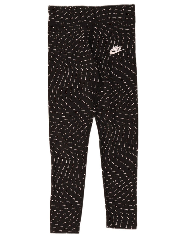 Nike Girls Graphic Leggings 10-11 Years Medium Black Cotton