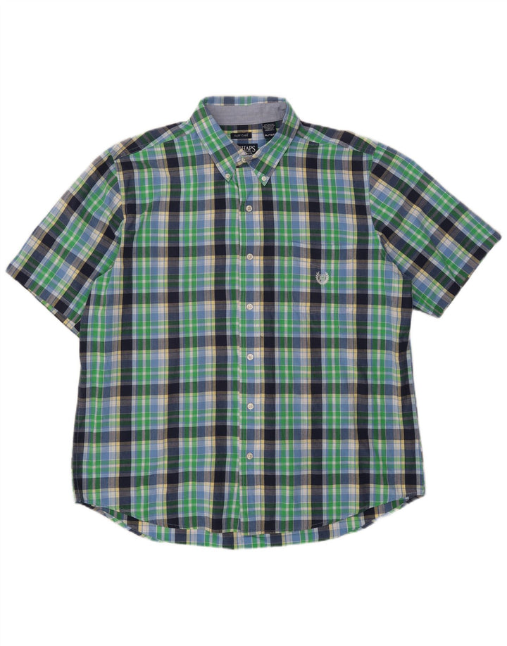 Мужская рубашка Chaps с коротким рукавом XL, зеленая клетка, хлопок