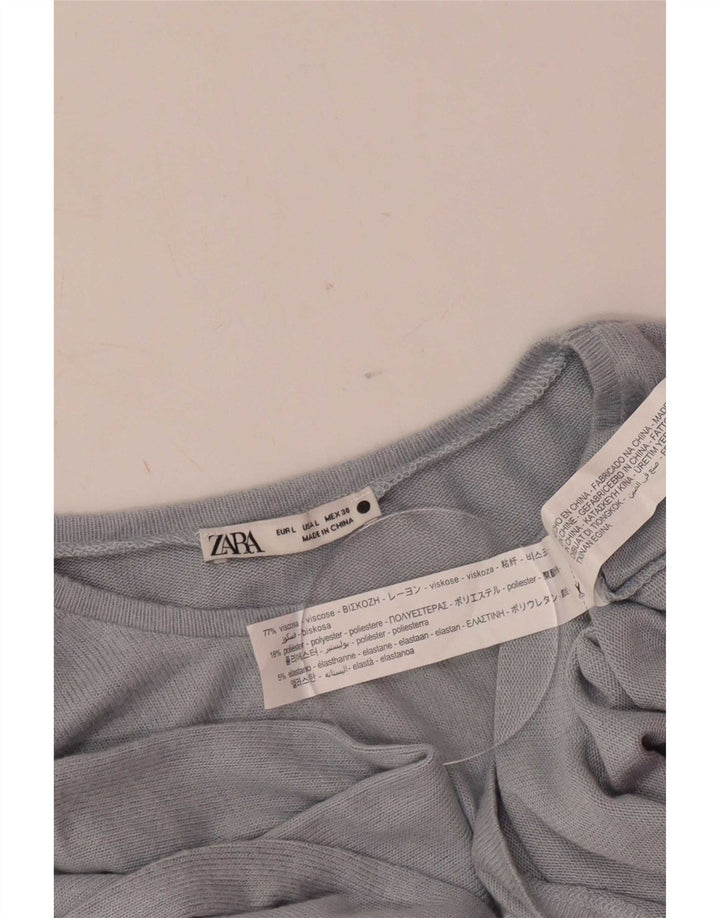Женский топ Zara с длинным рукавом UK 14, большой серый, вискоза