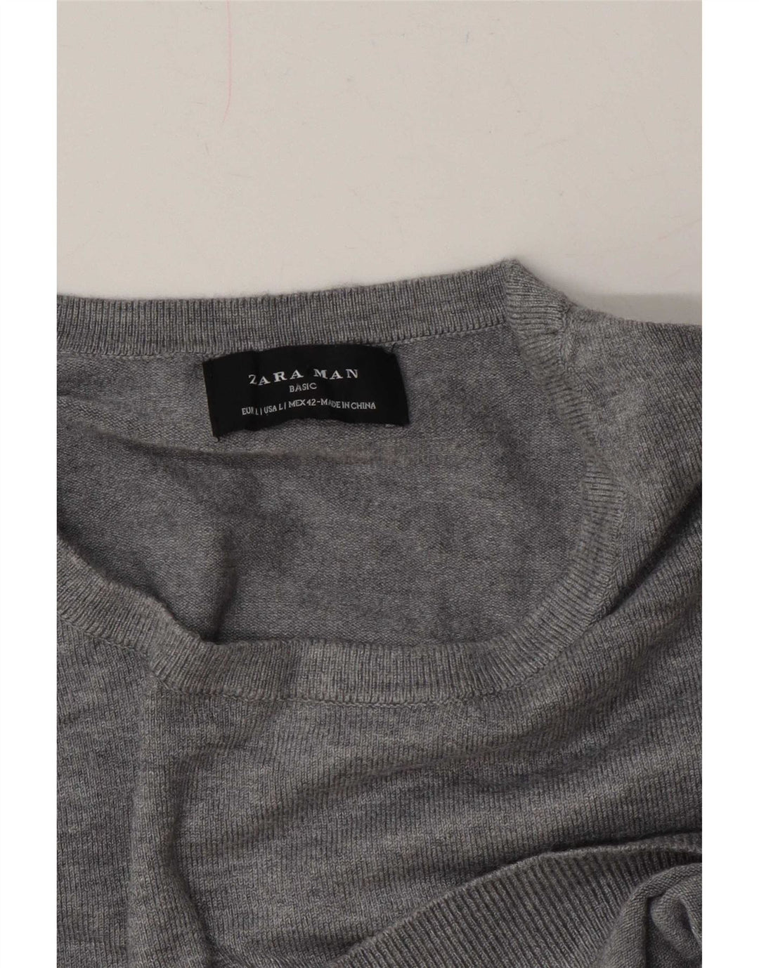 Мужской джемпер с круглым вырезом Zara, большой серый