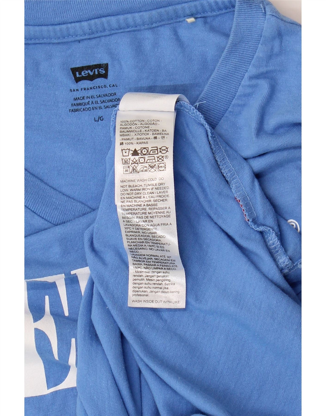 Женская футболка с рисунком LEVI'S Top UK 14, большой синий хлопок