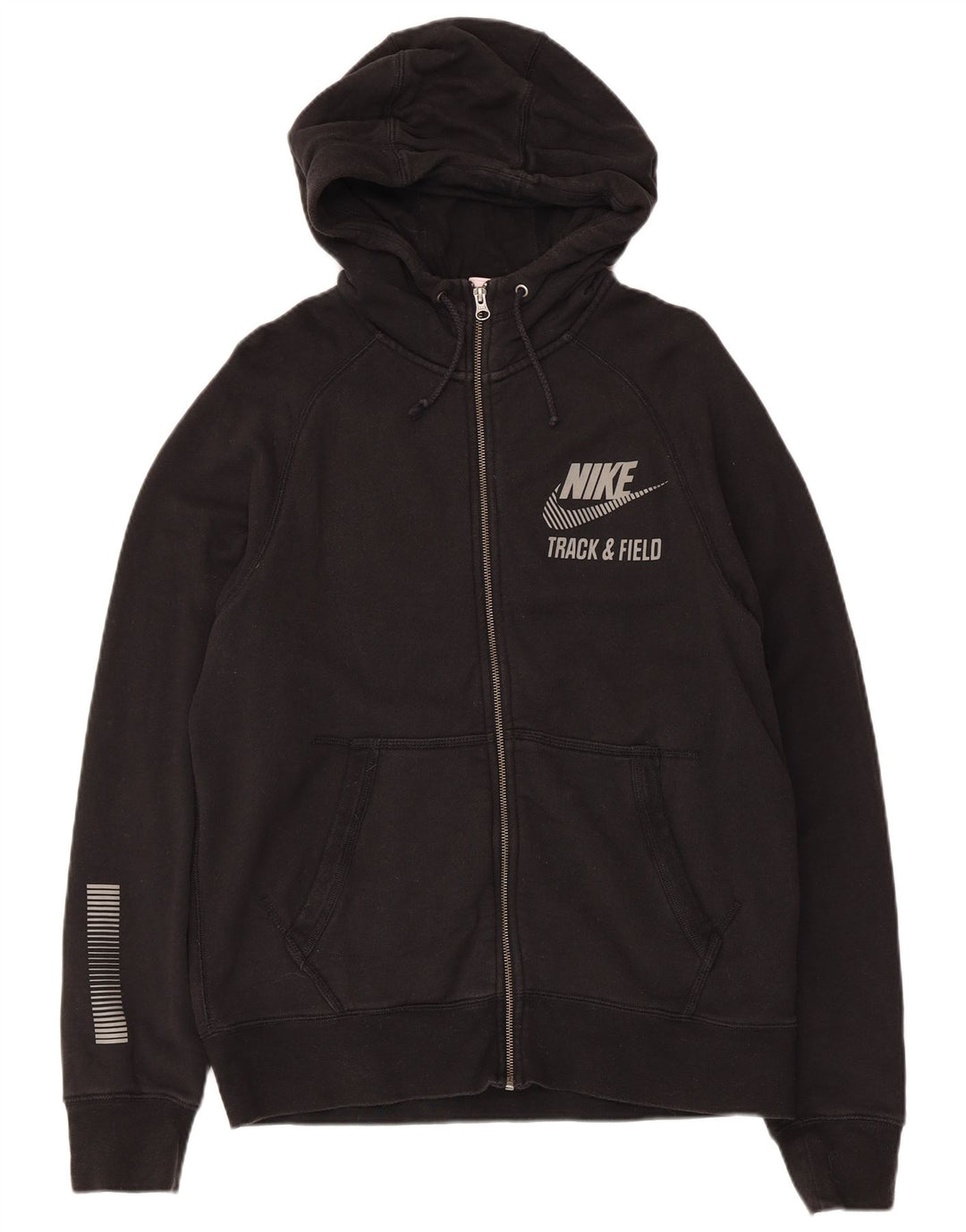 Мужской свитер с капюшоном и молнией с графическим рисунком Nike, средний черный, хлопковый