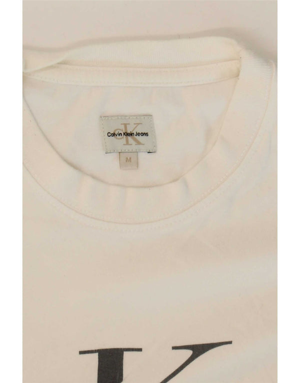 Женская укороченная футболка с рисунком Calvin Klein Jeans Top UK 12, средний белый