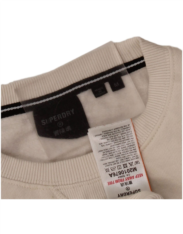 Мужской свитшот с рисунком Superdry, средний хлопковый джемпер белого цвета