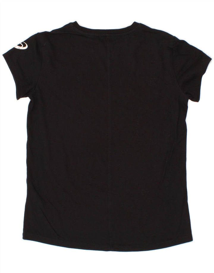 ASICS Womens Graphic T-Shirt Top UK 12 Medium Black Cotton Vintage Asics and Second-Hand Asics from Messina Hembry 