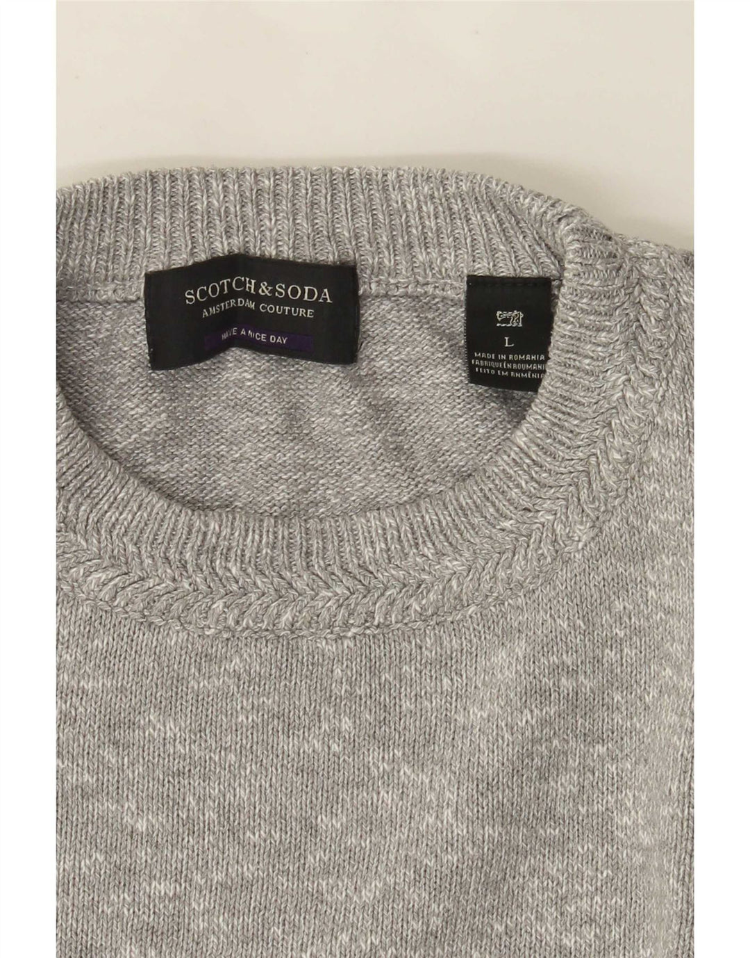 Мужской джемпер с круглым вырезом Scotch & Soda, большой серый в крапинку
