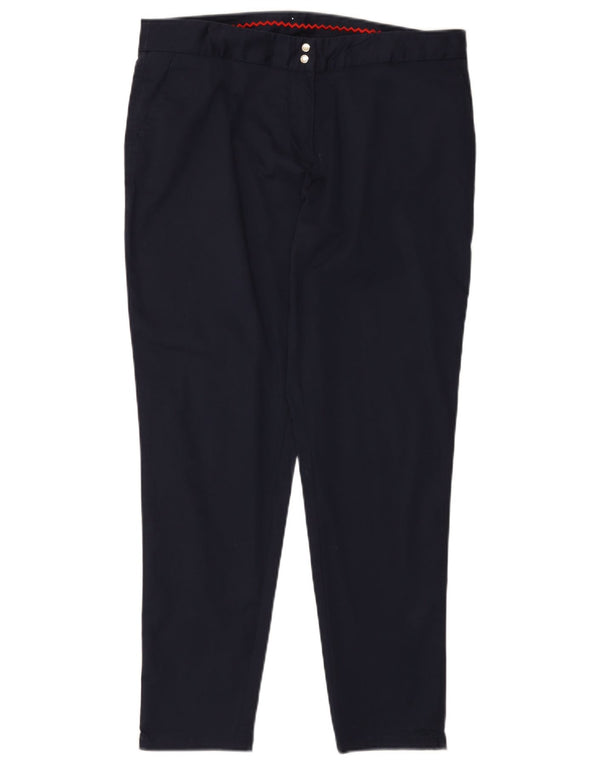 ELLESSE Womens Slim Chino Trousers IT 48 XL W35 L29 Navy Blue Cotton