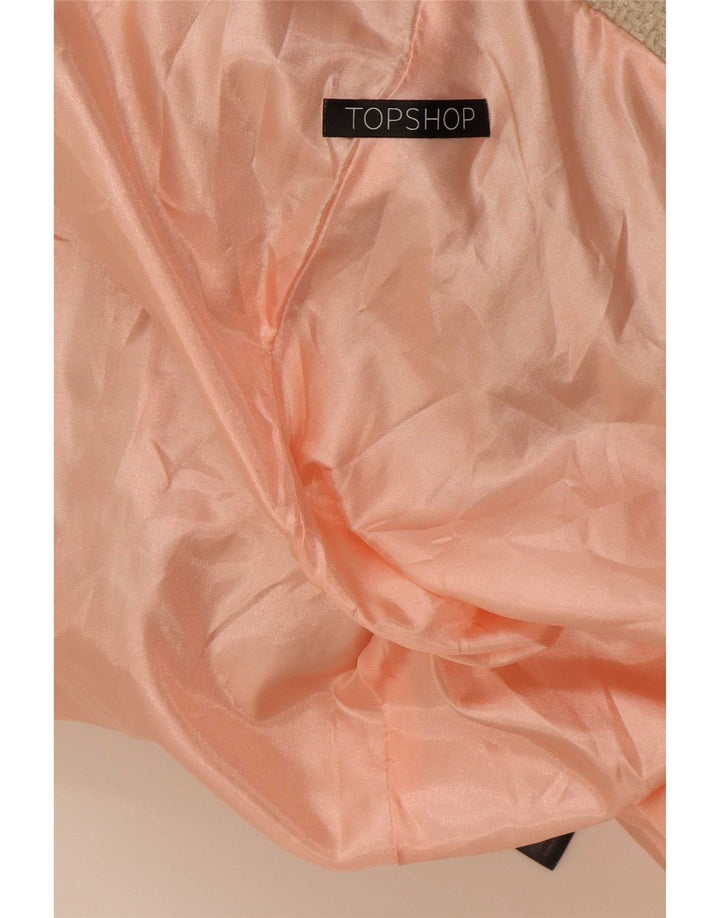 Женское пальто Topshop UK 12, средний бежевый, полиэстер с цветными блоками