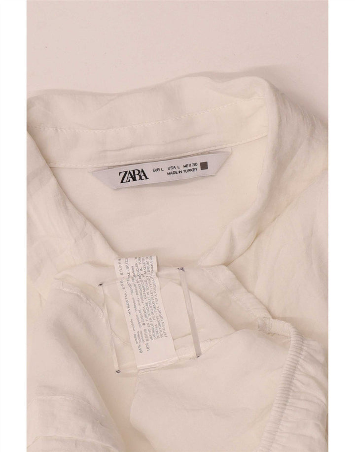 Женская укороченная рубашка с запахом Zara UK 16, большая белая модальная рубашка