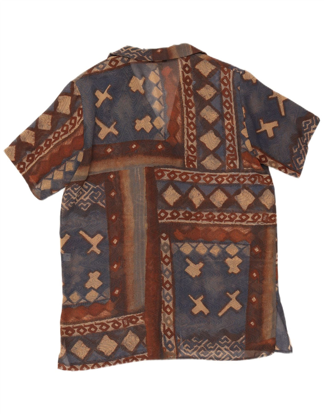 PIERRE CARDIN Женская блузка-рубашка с коротким рукавом IT 48 XL Коричневая с геометрическим рисунком