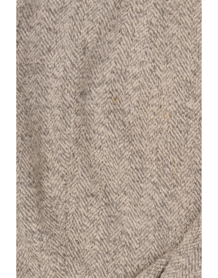 Женское пальто Zara UK 12, средний цвет, бежевый, с узором «в ёлочку», полиэстер