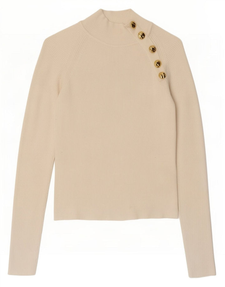 Женский топ Zara с длинным рукавом UK 12, средний цвет из вискозы белого цвета