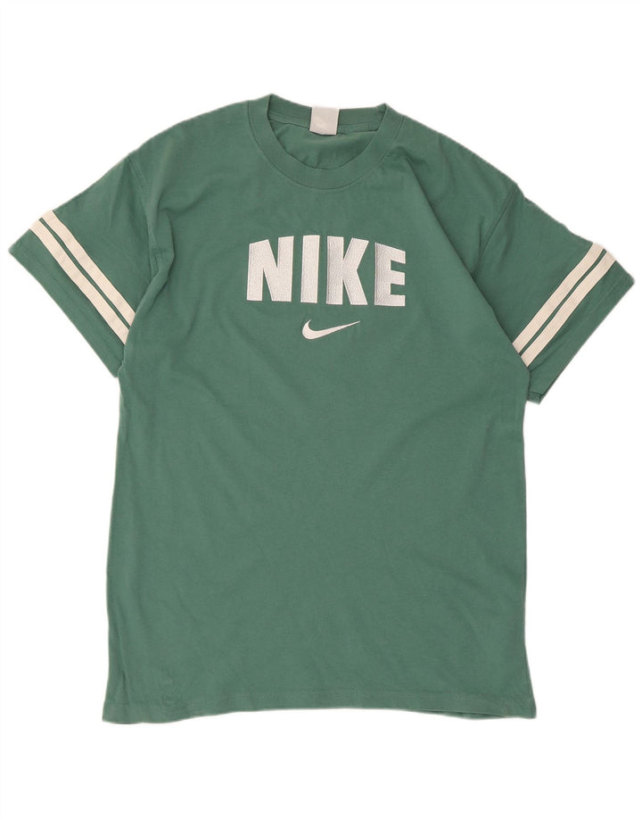 Мужская футболка с рисунком Nike, хлопковый топ среднего зеленого цвета с цветными блоками