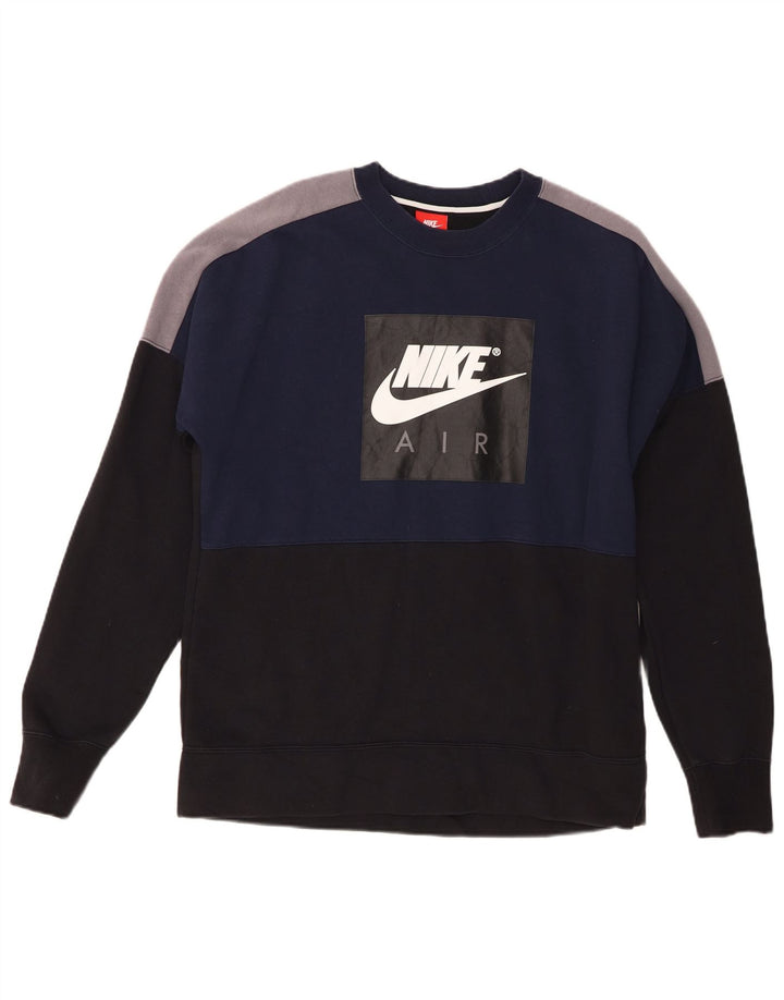Мужской свитшот с рисунком Nike, средний темно-синий, хлопковый с цветными блоками