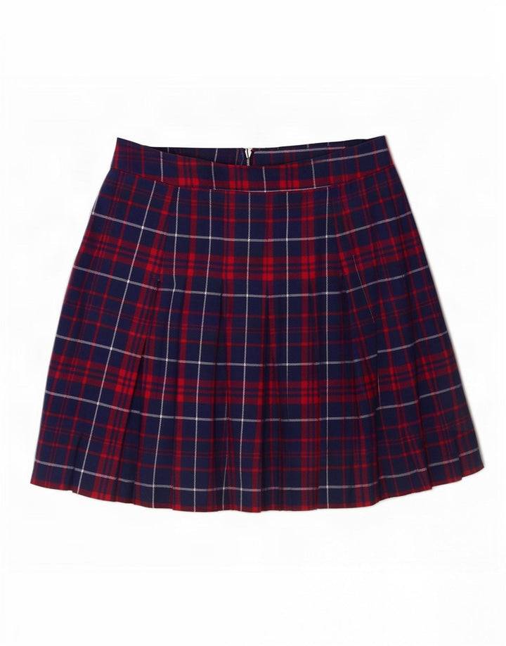 Tommy Hilfiger Женская мини-юбка среднего размера W28 Темно-синяя клетчатая хлопковая ткань