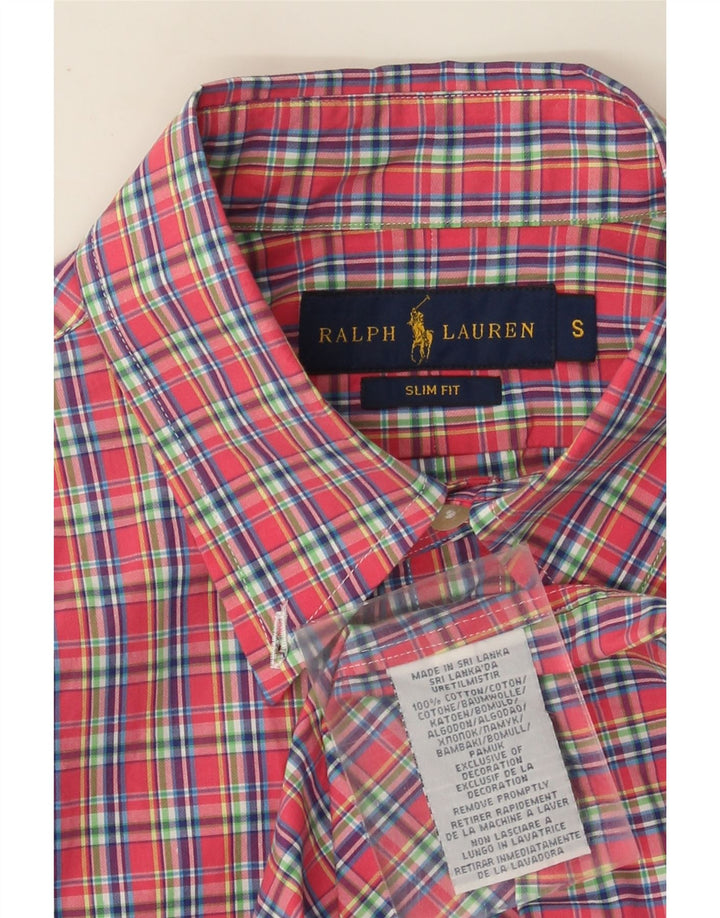 Мужская рубашка узкого кроя Ralph Lauren, маленькая красная клетка, хлопок