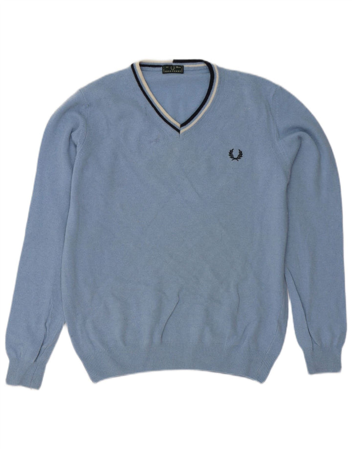 Джемпер с v-образным вырезом Fred Perry для мальчиков 15–16 лет, синяя шерсть