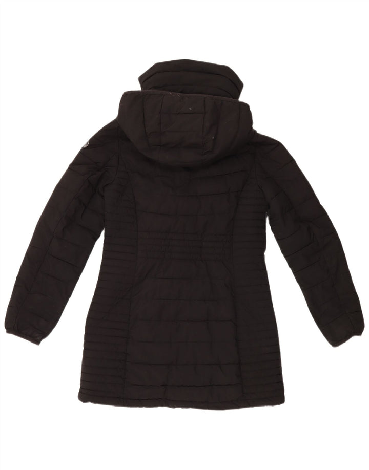 Женское стеганое пальто с капюшоном Dkny UK 10, маленький черный полиэстер
