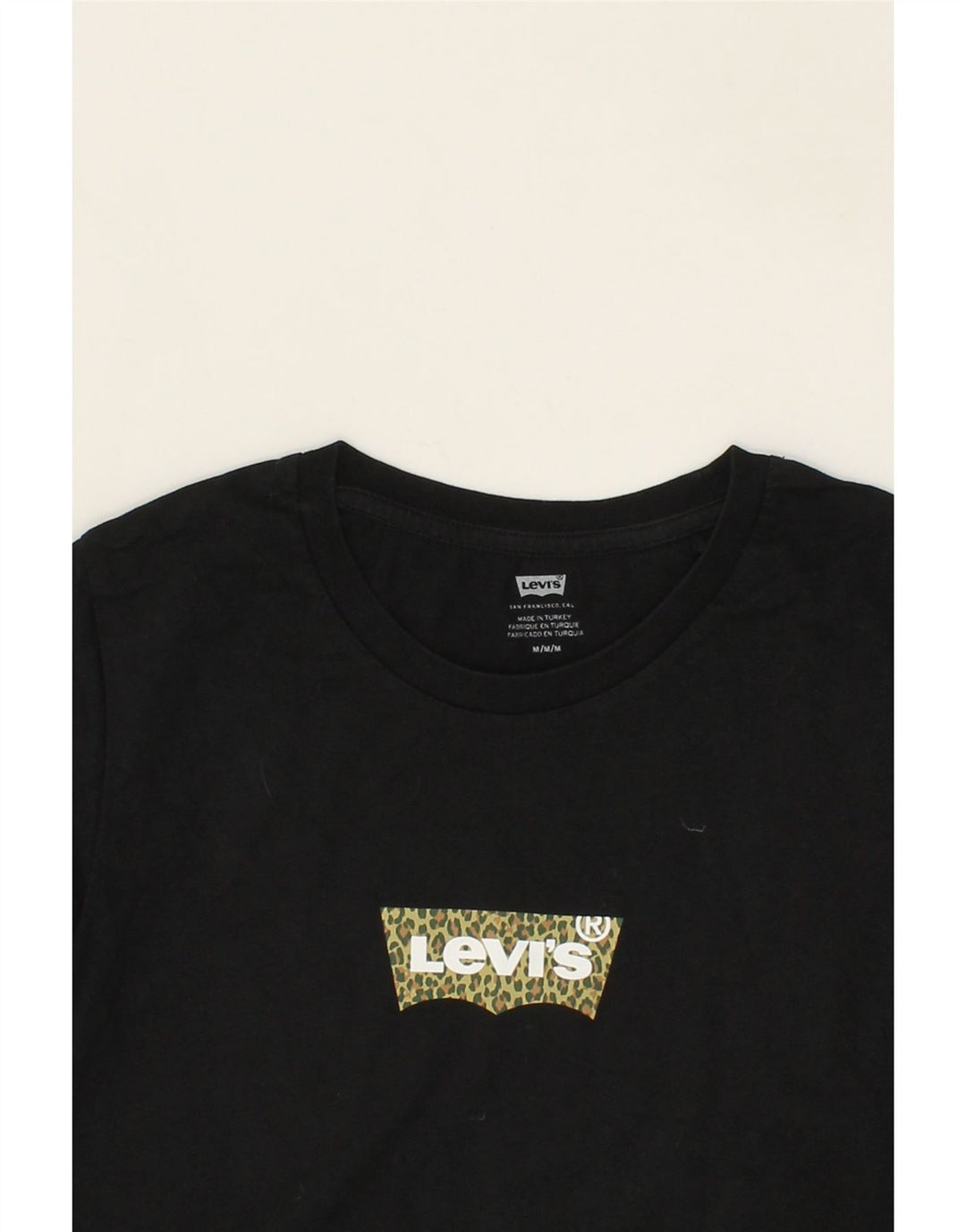 LEVI'S Womens Graphic T-Shirt Top UK 12 Medium Black Cotton Vintage Levi's and Second-Hand Levi's from Messina Hembry 
