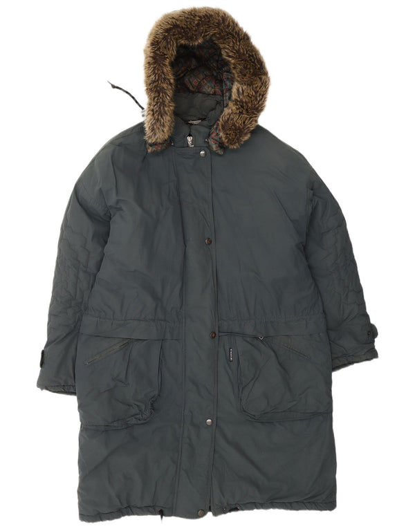 K-WAY Женское стеганое пальто с капюшоном UK 20 2XL Серый хлопок