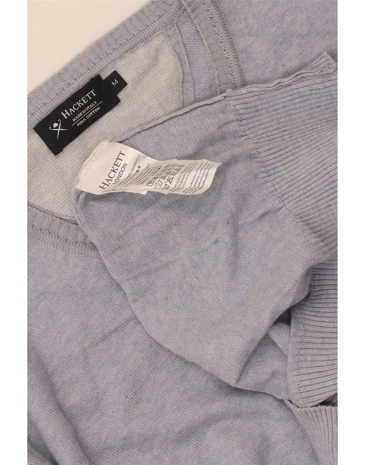 Hackett Мужской джемпер с v-образным вырезом, хлопковый свитер среднего синего цвета с крапинками