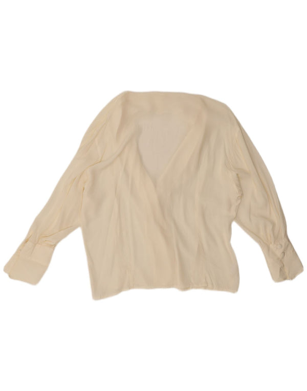 Винтажная женская блузка-рубашка UK 18 XL из белого шелка