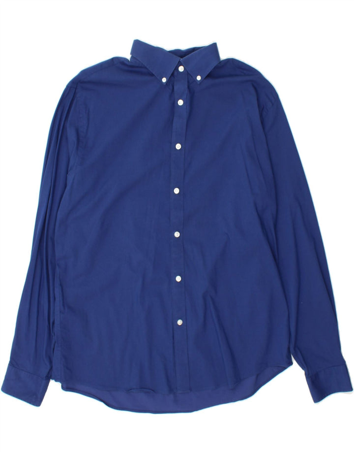 IZOD Mens Slim Fit Shirt Size 16 1/2 Large Blue Cotton Vintage Izod and Second-Hand Izod from Messina Hembry 