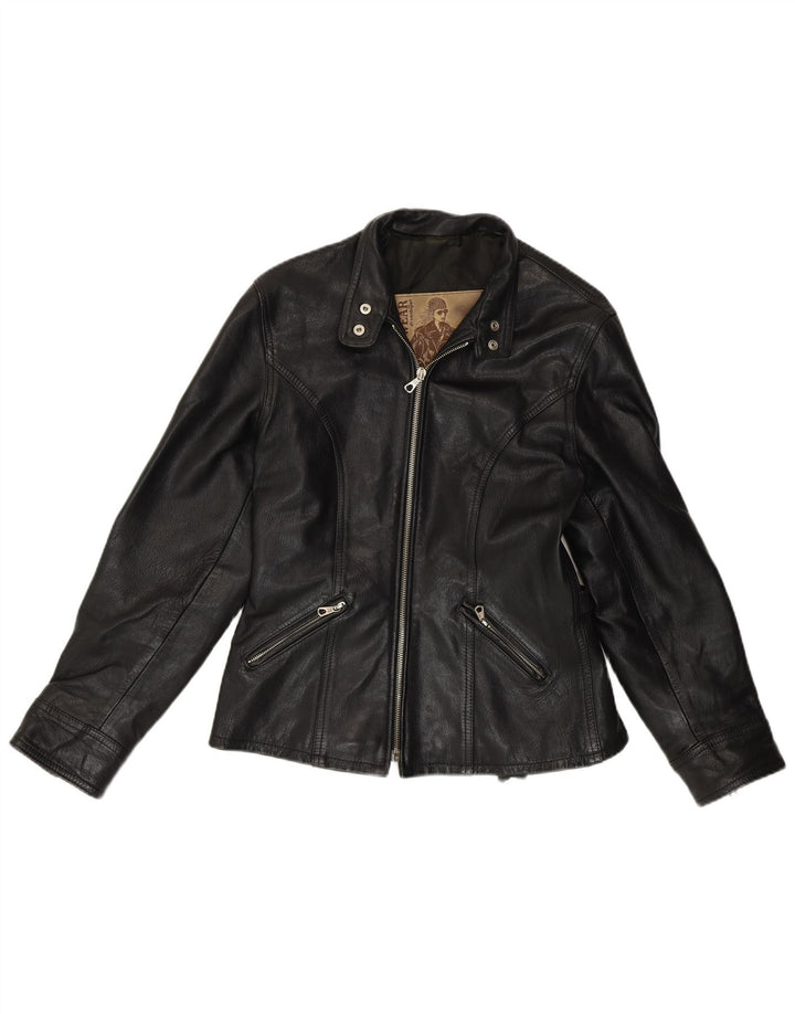 Женская кожаная куртка Conbipel UK 14, черная кожа среднего размера