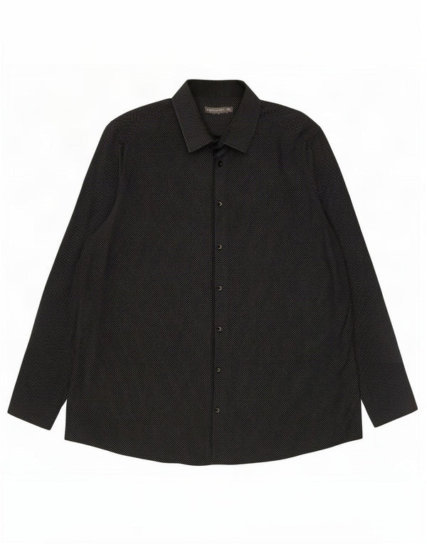 Мужская рубашка Angelo Litrico, размер 45/46, 2XL, черный пятнистый хлопок