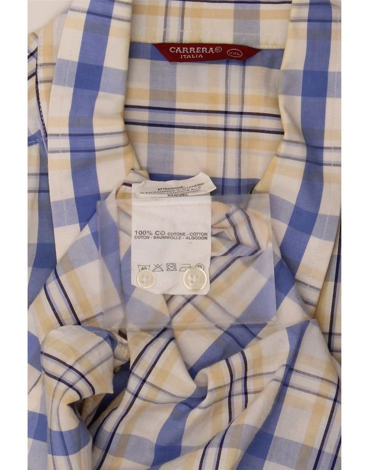 Carrera Мужская рубашка с коротким рукавом 2XL, белая клетка, хлопок