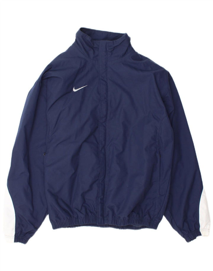 Мужская куртка-бомбер Nike UK 35/37, маленькая, темно-синяя, нейлон с цветными блоками