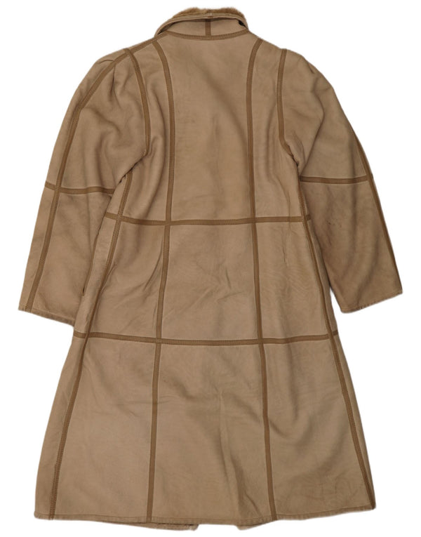 Женская дубленка VINTAGE UK 10, маленькая, бежевая