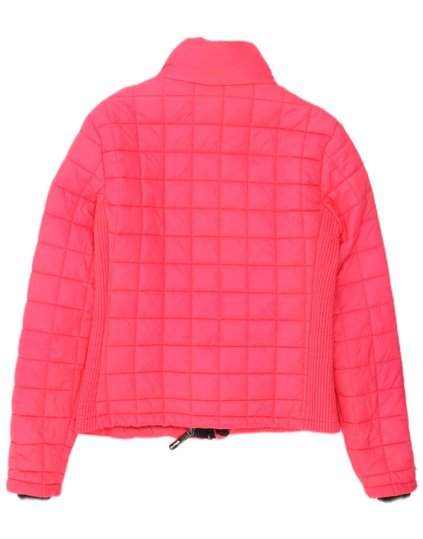 Женская стеганая утепленная куртка Superdry UK 14, средний розовый, полиэстер, спортивная