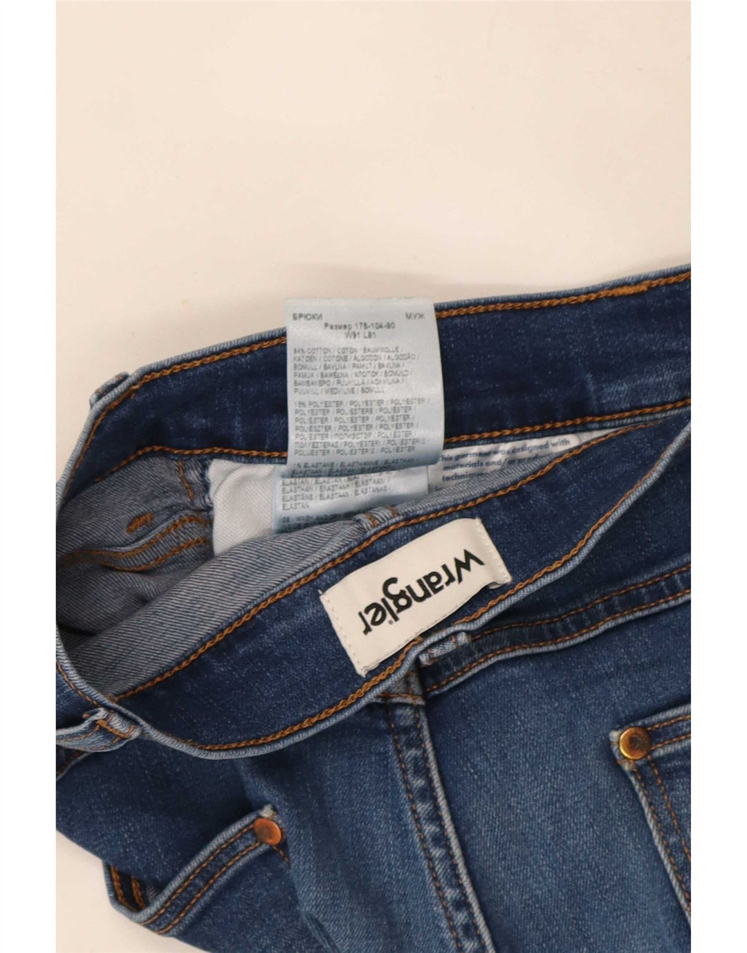 Мужские джинсы Wrangler Larston Slim W36 L32, синий хлопок