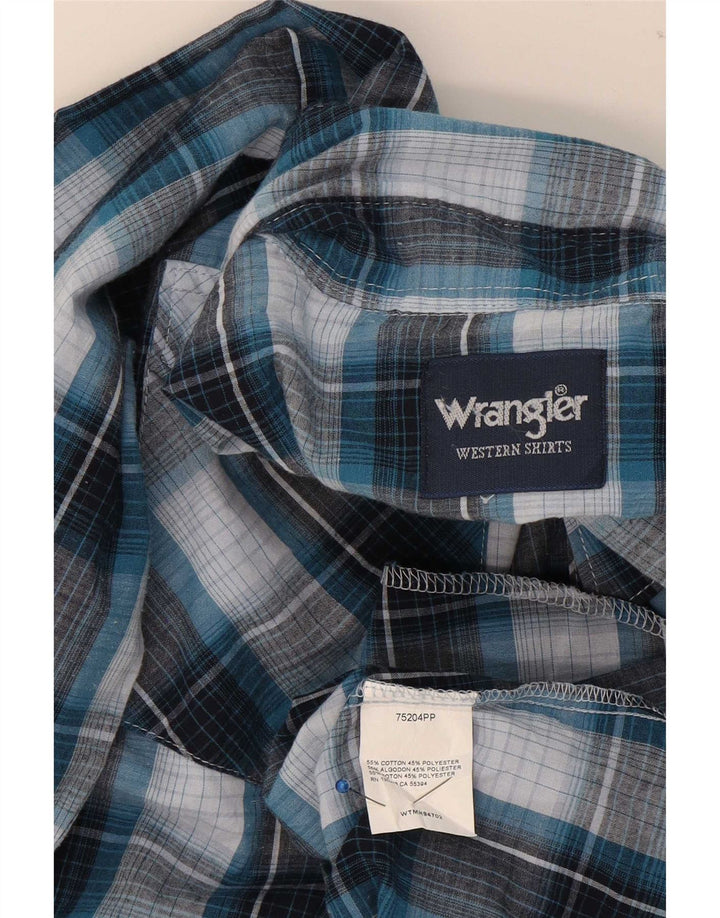 Мужская рубашка Wrangler, хлопковая синяя клетка среднего размера