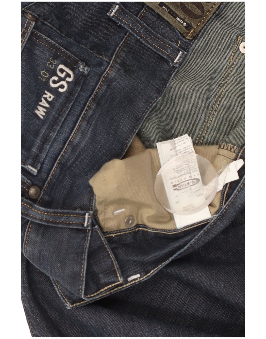 Мужские прямые джинсы G-STAR 3301 W32 L30 темно-синие, хлопок