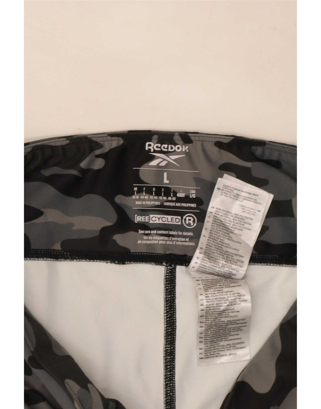 Женские леггинсы Reebok UK 16/18, большой серый камуфляжный полиэстер