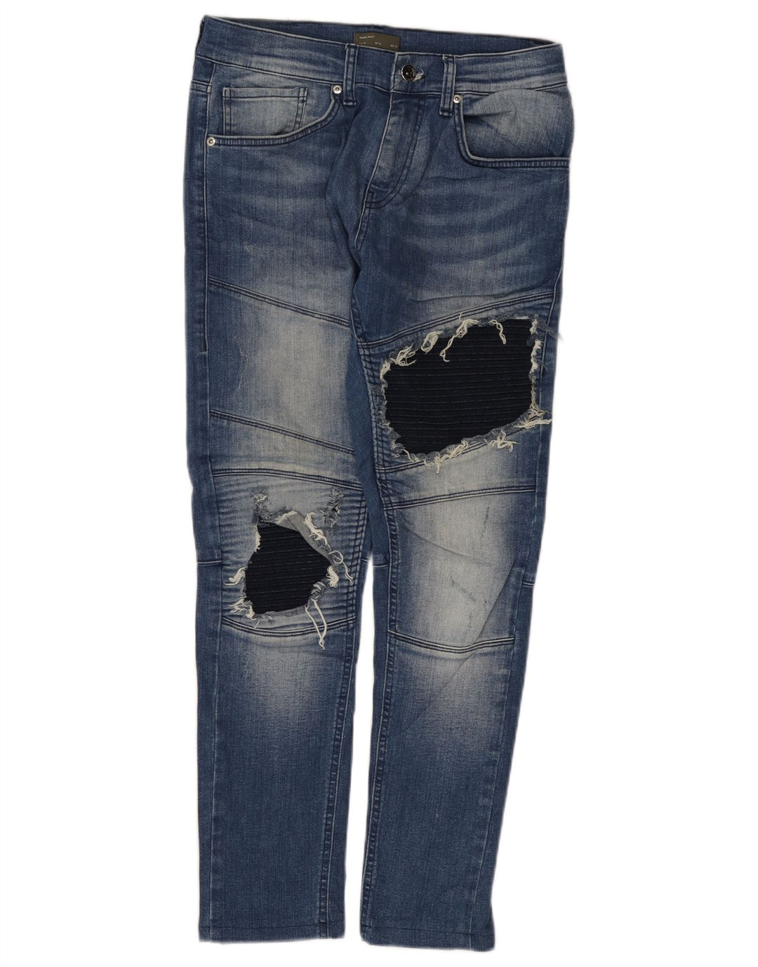 Мужские потертые узкие джинсы Zara EU 40 Medium W31 L28 Синие цветные блоки