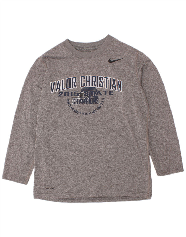 Топ с рисунком Nike Dri Fit для мальчиков, длинный рукав, 8–9 лет, маленький серый полиэстер