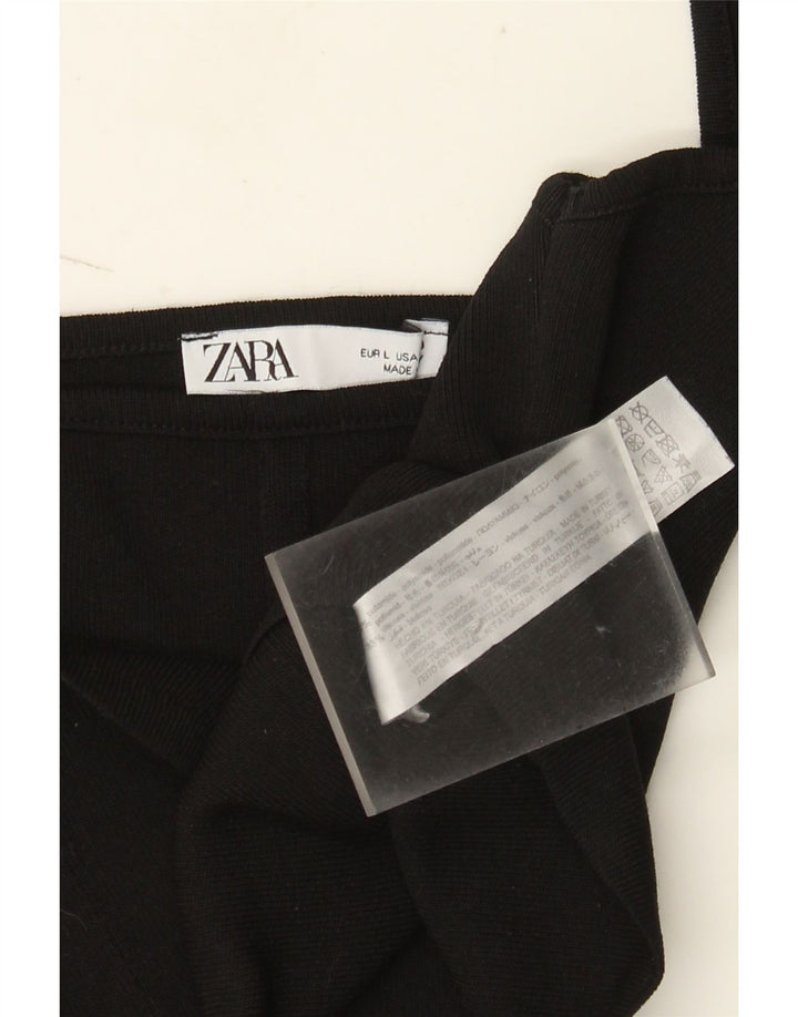 Женский укороченный топ без рукавов Zara UK 14, большой черный полиамид