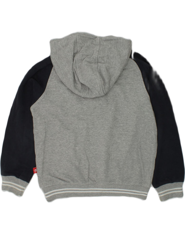 CHAMPION Boys Button Neck Hoodie Jumper 7-8 Years Small  Grey Colourblock | Vintage Champion | Thrift | Second-Hand Champion | Used Clothing | Messina Hembry 